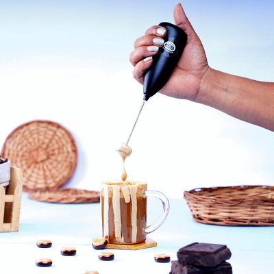 High On Beans Mini Coffee Frother — Cordless Handheld for Café-Quality Latte & Cappuccino