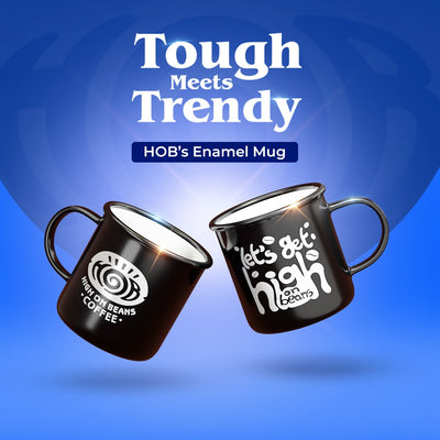 High On Beans Handmade Enamel Mug — Durable Stainless Steel Coffee Mug
