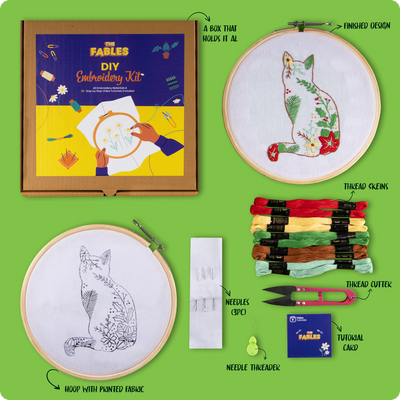 Cat Embroidery Kit for Beginners — DIY Hand-Stitching, Stress Relief & Creative Learning
