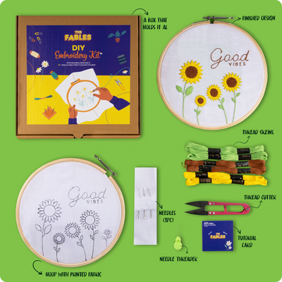 Sun Flower DIY Embroidery Kit — Learn Threading & Stitching for Stress Relief