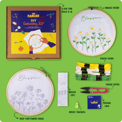 Blossom Beginner Embroidery Kit — Therapeutic Hand-Stitching for Stress Relief & Mindfulness