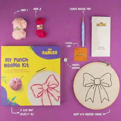 Punch Needle Bow Coaster Kit — Beginner DIY Craft, Complete Toolkit, 1-3 Hours