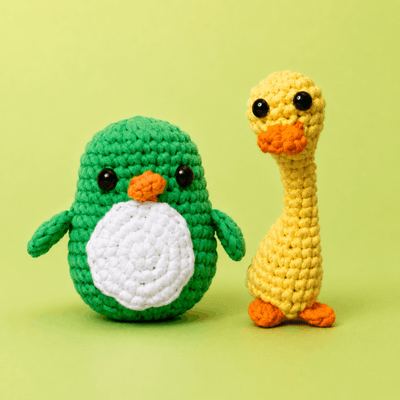 Penguin + Duck DIY Crochet Kit — Beginner-Friendly with Video Tutorials
